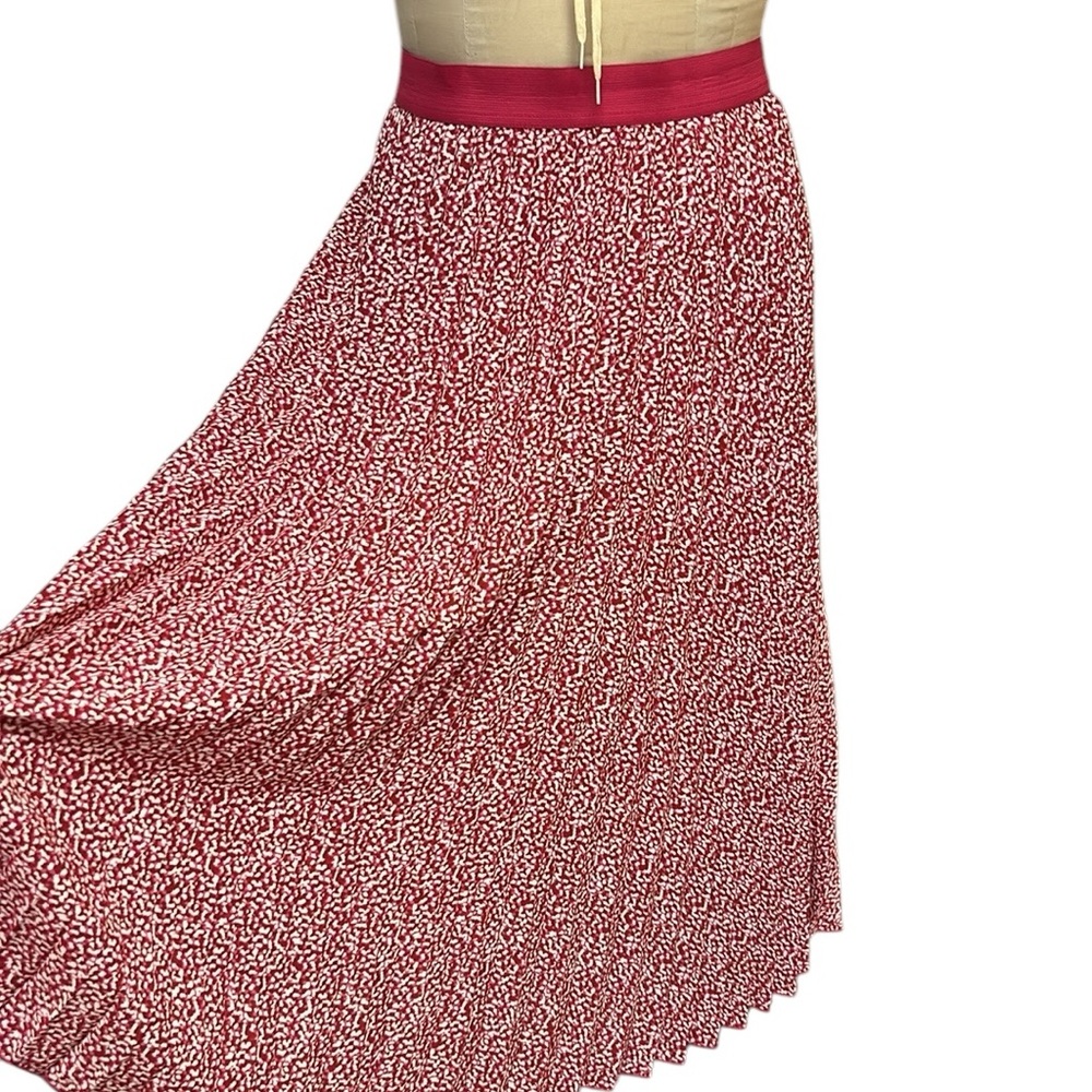 Vince‎ Camuto Pink/Ivory Pleated Floral Midi Skirt Lightweight Feminine Girly XL - Picture 9 of 15